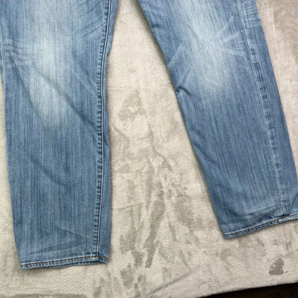 Lucky Brand 121 Heritage Slim Jeans Mens 36x30 Light Wash Blue Distressed Denim‎